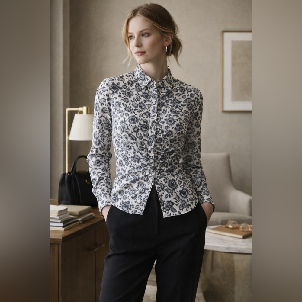 NWOT Thakoon for Design Nation Pintuck Floral Button Down Blouse Size Medium